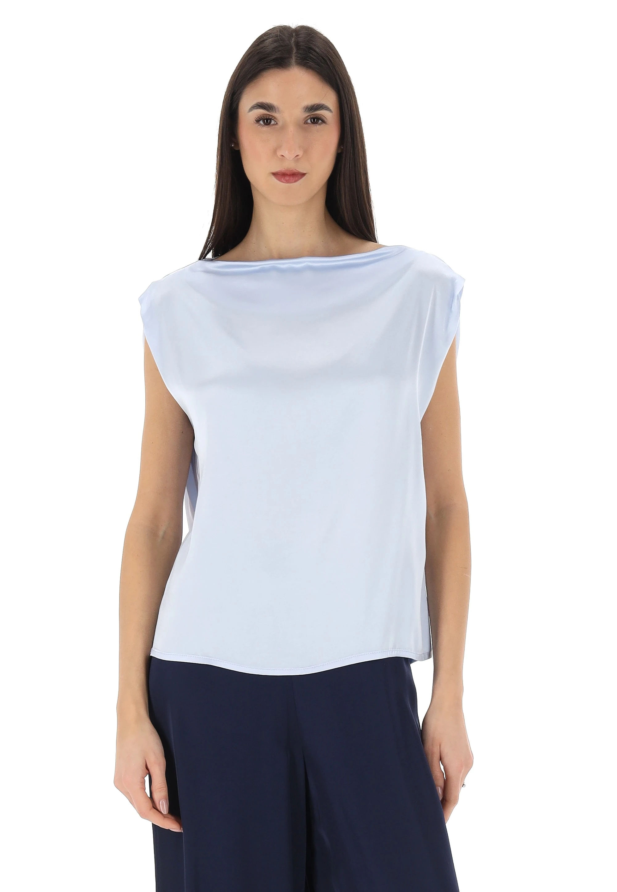 Blusa smanicata effetto satin tinta unita Kocca mod. Cindeo